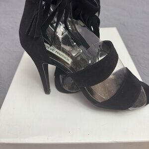 Steve Madden Black Suede Heels with Fringe